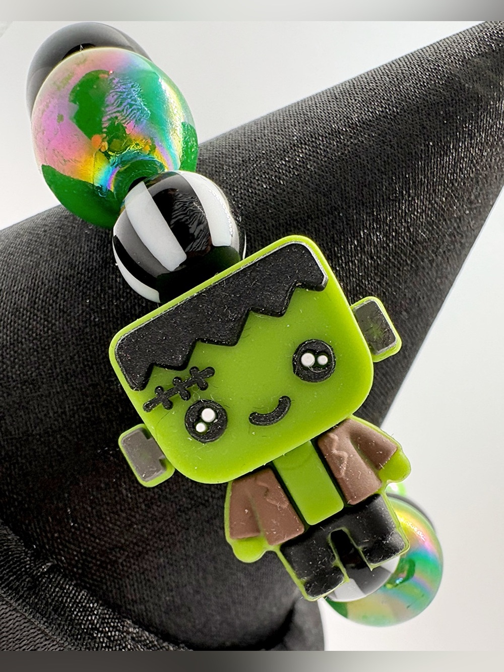Handmade Baby Frankenstein Charm Beaded Stretch Bracelet - Picture 2 of 2